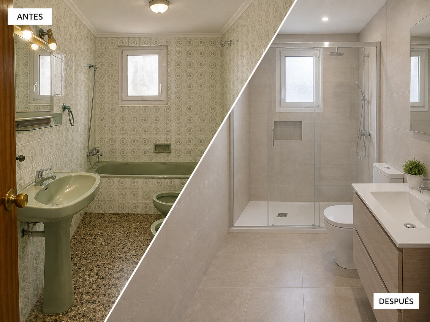 Ducha de diseño con mampara instalada en reforma de baño en Alicante y Villajoyosa