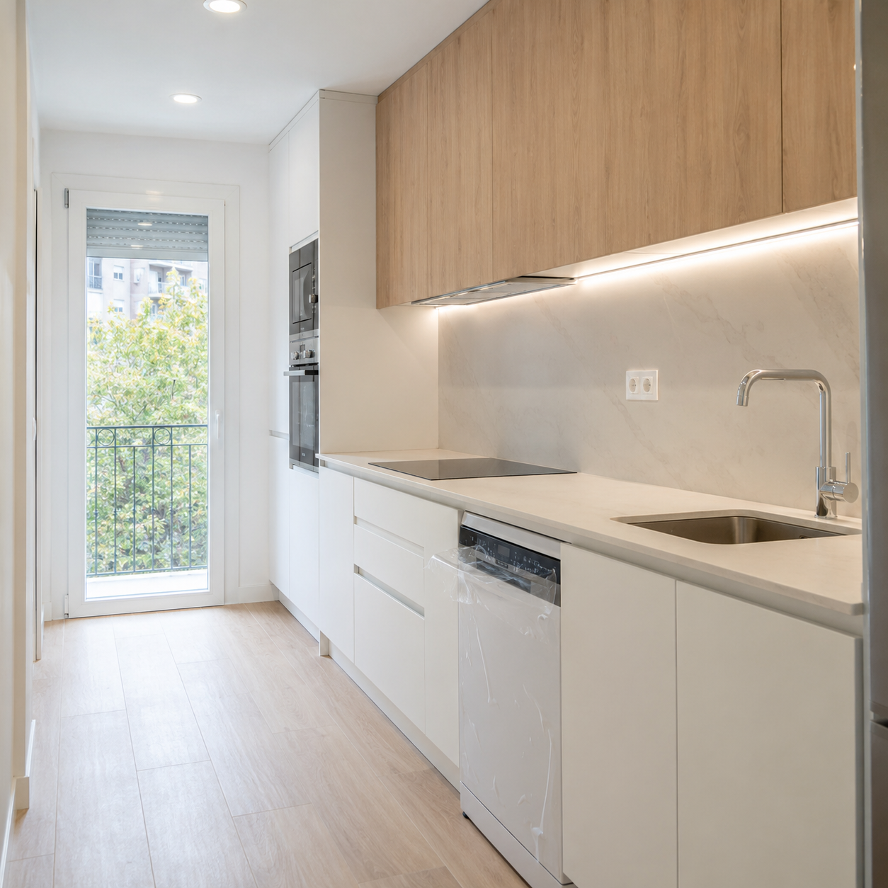 Distribución e iluminación en reforma de cocina realizada por MG Alicante